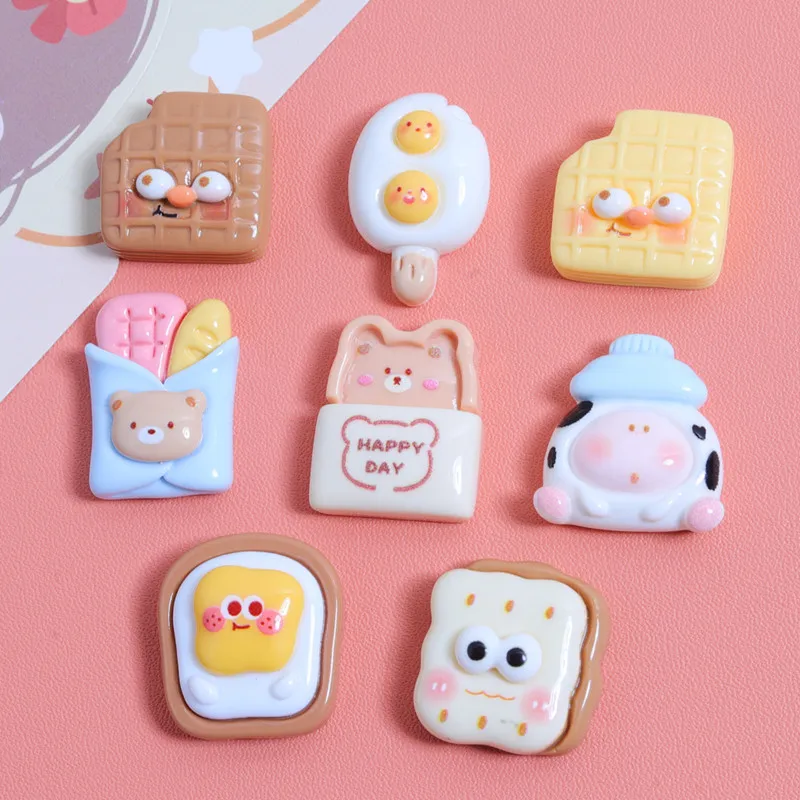 

10Pcs Surface Bright Simulate Food Plaything DIY Barrette Icebox CARS Mobile Phone Case Decoration Materials Flat Back Resin