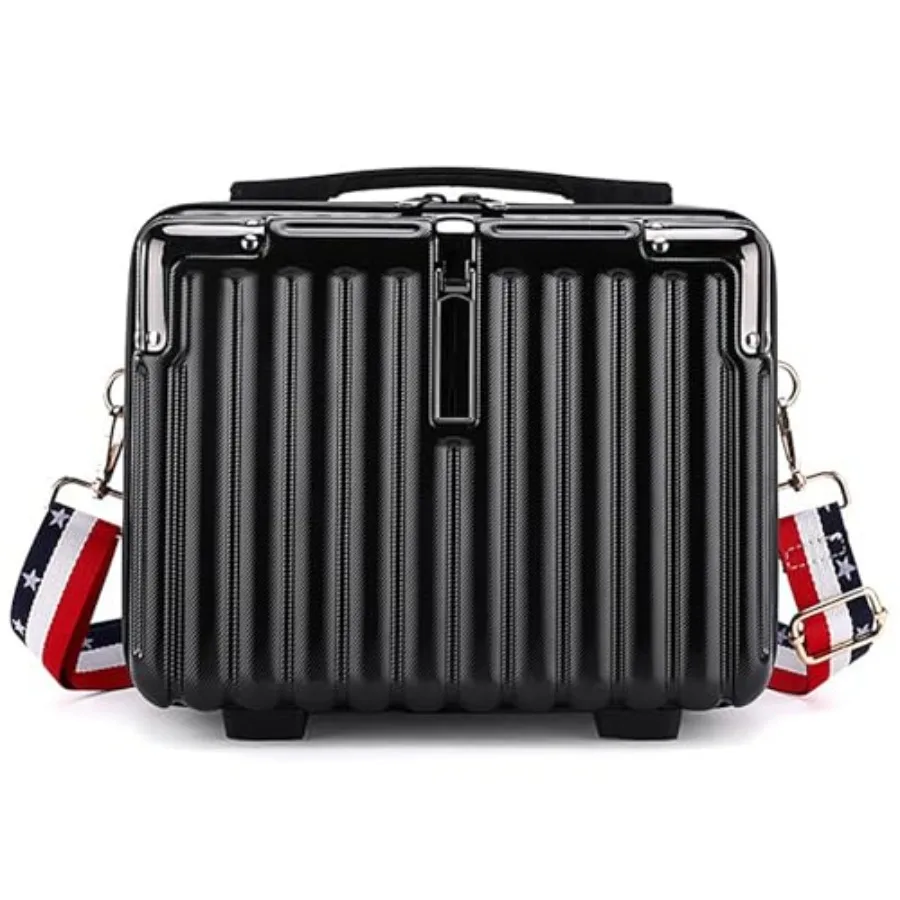 

Mini Suitcase Hard Shell Makeup Case Stress-Resistant ABS Hard Makeup Travel Case Portable Hand Luggage with Shoulder Strap for