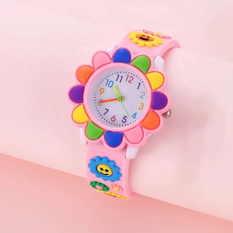 Children\'s Cartoon Watch Quartz Silicone Watch Elementary School Girls Boys Children\'s Watch 3D Silicone Strap