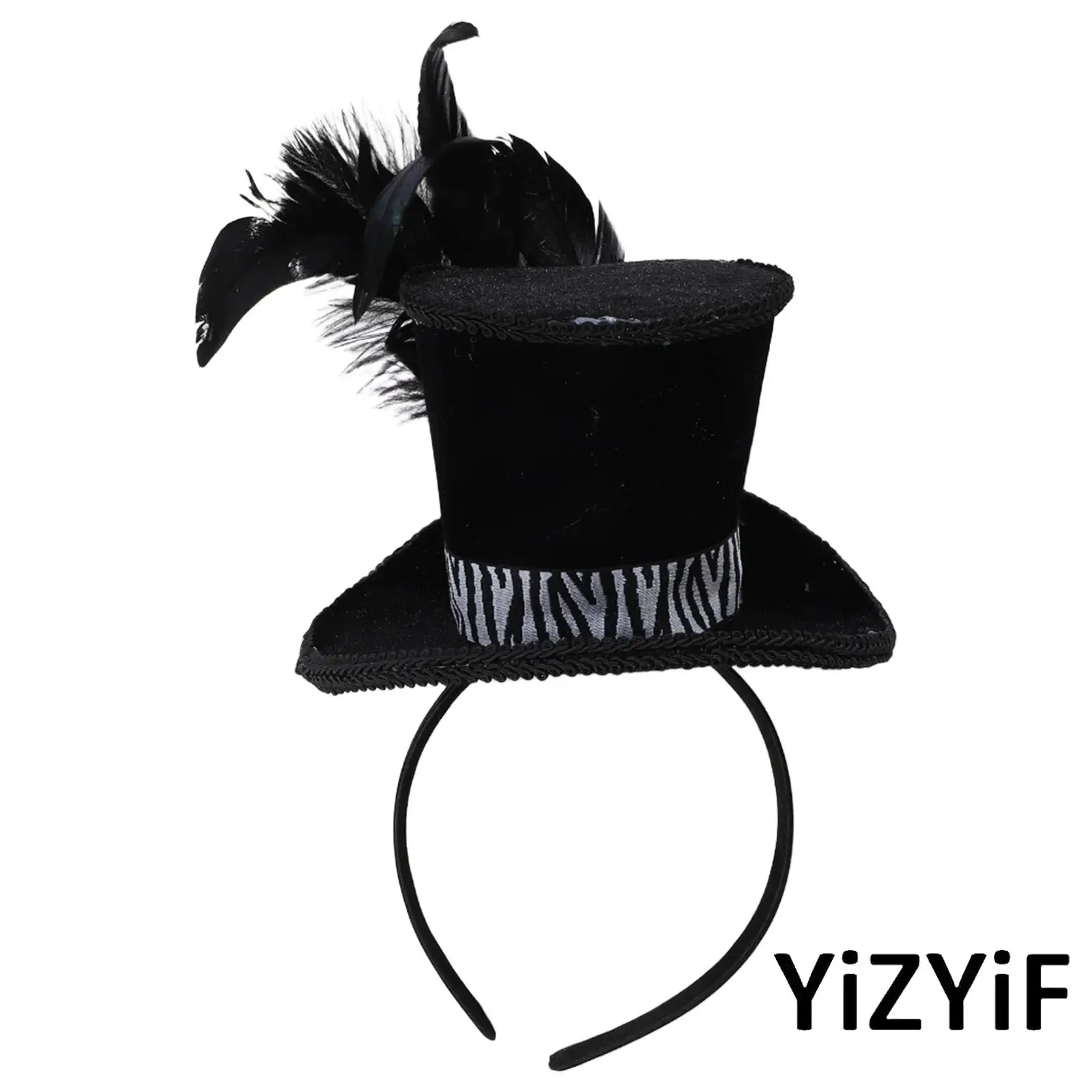 

Halloween Themed Party Masquerade Unisex Women Men Halloween Retro Feather Headwear Bachelor Party Top Hat Headband Costume