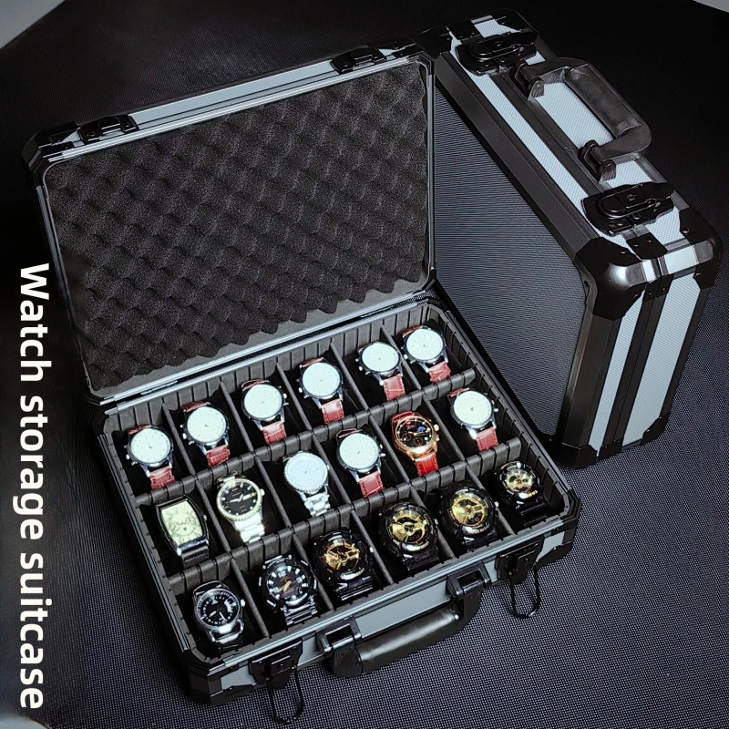 

Aluminum Watch Box Safe Luxury Storage Box Travel Collection Watch Accessories Display Cabinet Large Capacity Storage Cabinet