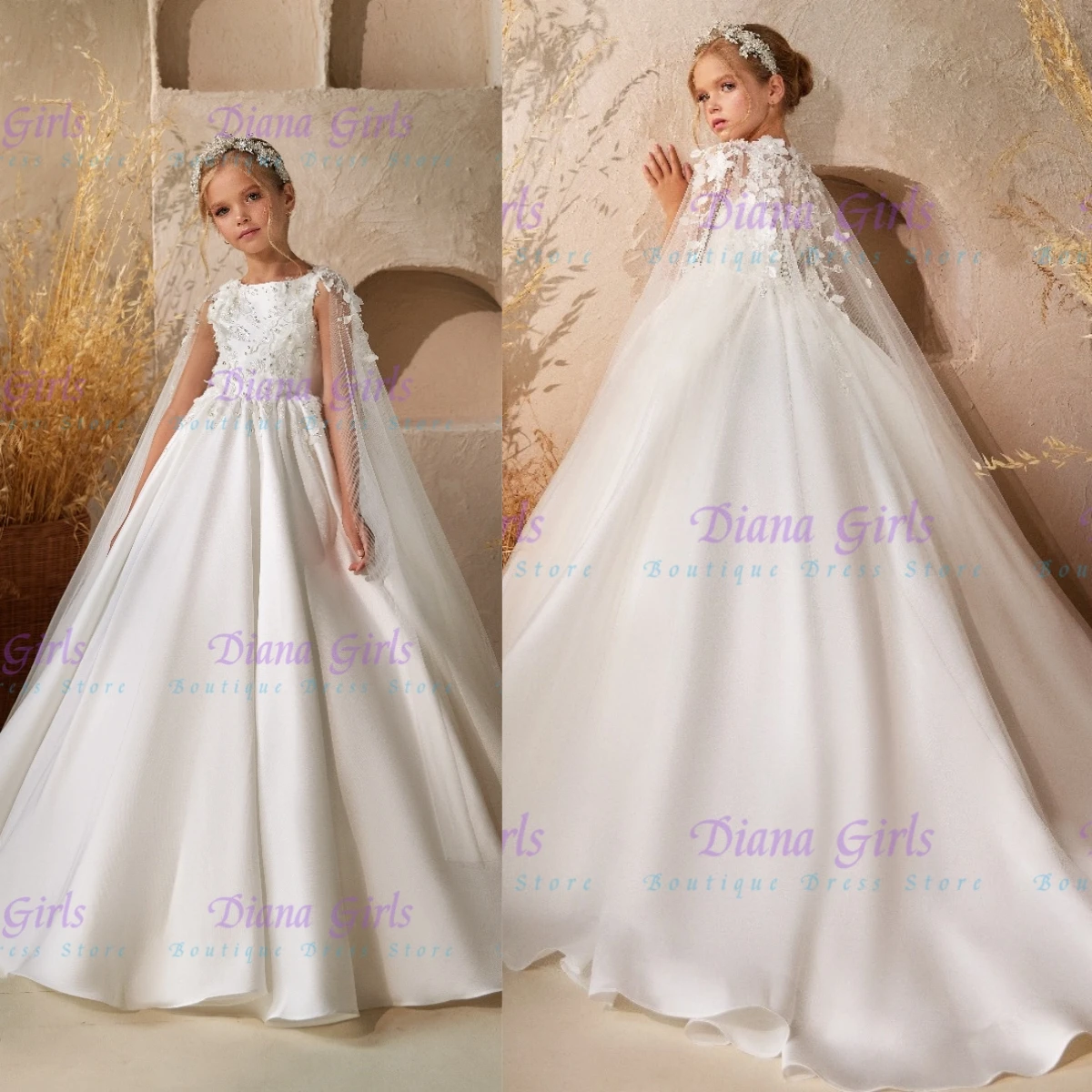

Великолепное белое платье с цветочным узором для девочек, пышное тюлевое платье с качественной аппликацией для свадебных бальных платьев, детские вечерние платья на день рождения