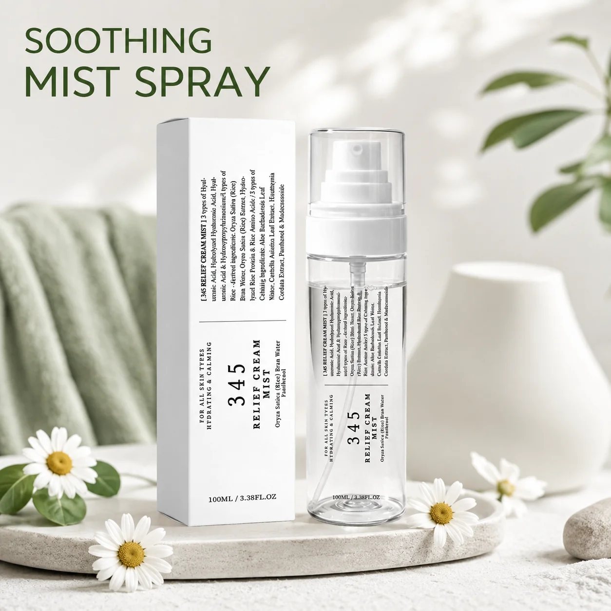345 Relief Cream Mist Instant Hydrating Calming Skin Dryness Lightweight Intensive Repair Facial Serum With Centella Asiatica