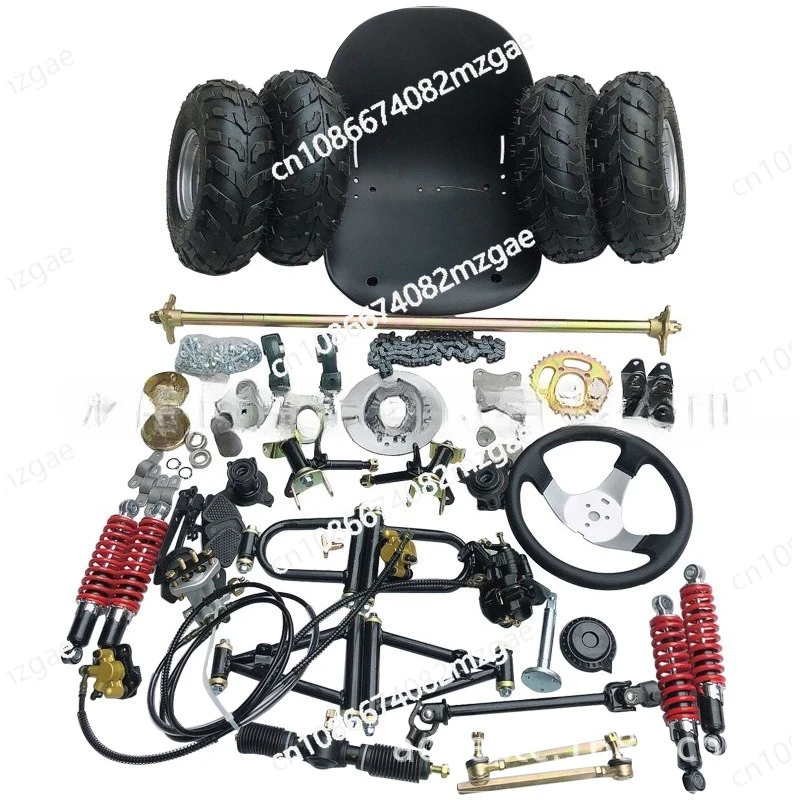 Self-Made Modified Go-Kart Single Drag Triple Disc Brakes 4-Wheel Front Rear Suspension Steering System