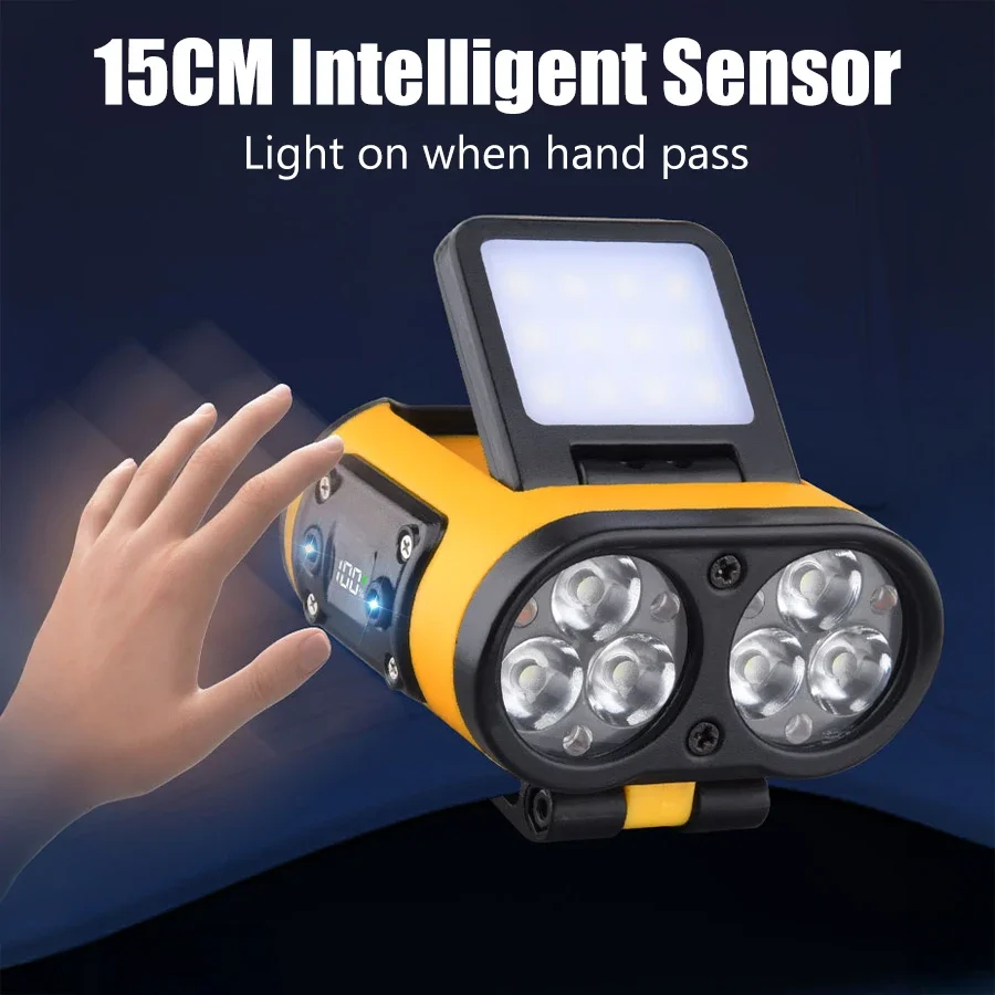 Induction LED COB Headlamp USB Rechargeable Lamp Digital Power Display Waterproof Torch Outdoor Camping Fishing Portable Lantern