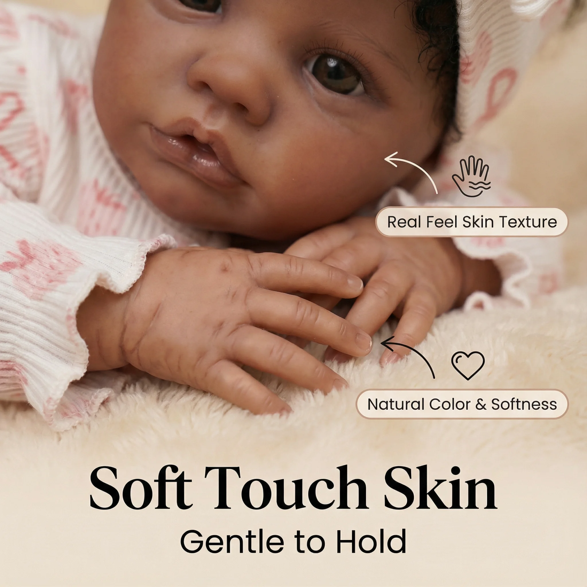 Muñeca Reborn NPK de 19 Pulgadas, Primrose Awake, Realista, Piel Morena Oscura, Pintura de Múltiples Capas, Muñeca Coleccionable para Coleccionistas