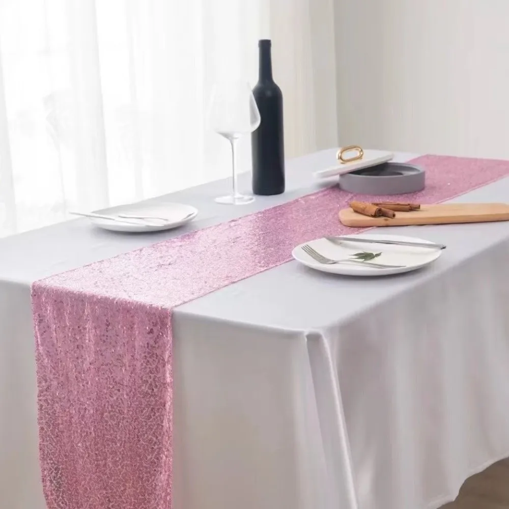 180x30cm Sequin Table Runner Glitter Metallic Long Tablecloth Dining Table Decoration Bridal Shower