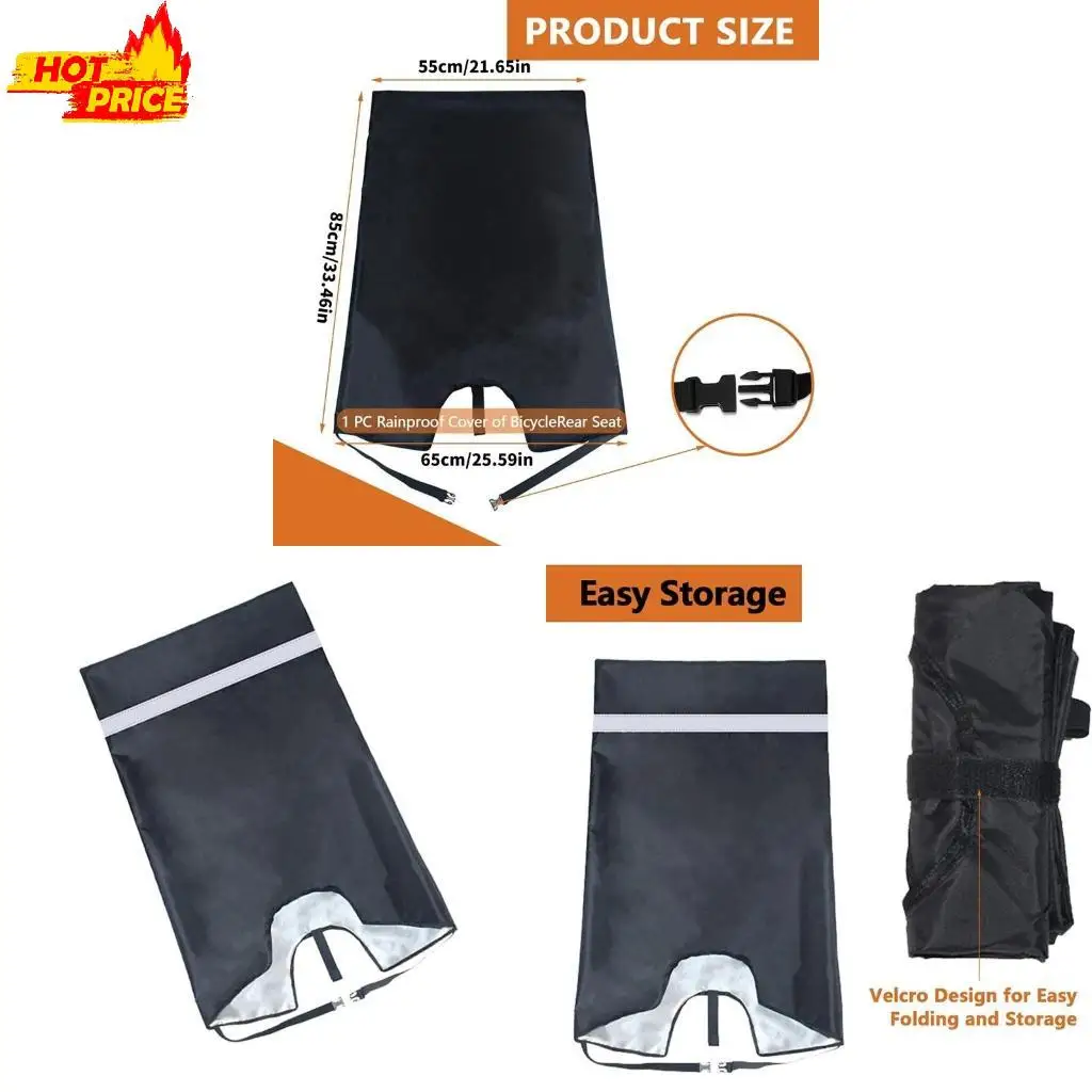 

Oxford Cloth Rain Cover Child Bike Rain Cover Rainproof Kids Bike Cover Easy to Carry for Kids Bikes Seats