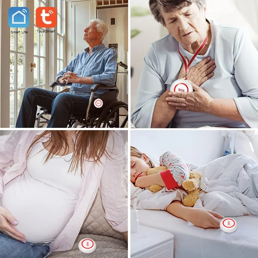 PEGATAH Tuya WiFi SOS زر إنذار بطارية قابلة للشحن المسنين الذكية زر الذعر في حالات الطوارئ رجل عجوز الشخصية الدفاع عن النفس