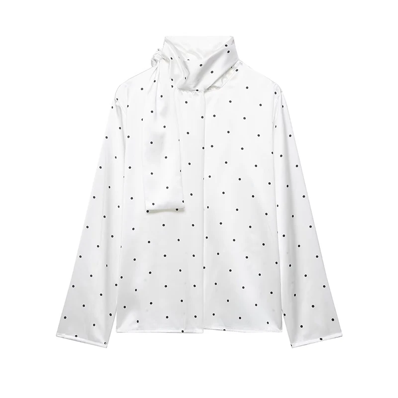 

YENKYE Fashion Scarf Style Collar Polka Dot Satin Blouse Women New 2026 Long Sleeve Elegant Spring Tops High Street Blusas Mujer