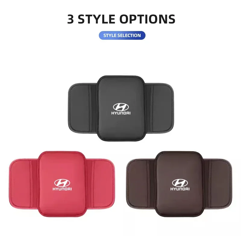 Leather Car Armrest Box Pad Storage Pocket For Hyundai Creta SantaFe Kona Genesis Equus Coupe Azera ioniq Auto Accessories