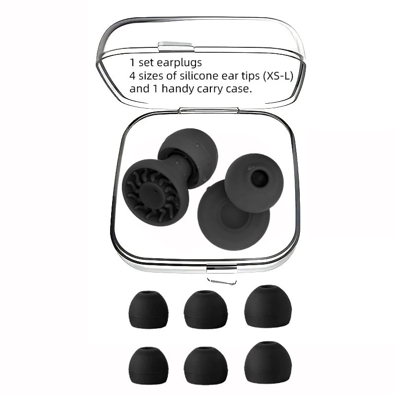 HUAK 16 10pairs Quiet Ear Plugs for Noise Reduction - Super Soft, Reusable Hearing Protection - 8 Ear Tips in XS/S/M/L