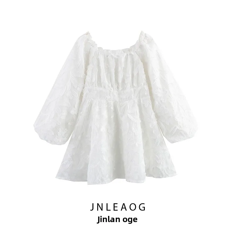 Vestido de Um Ombro com Recortes Estilo Pure Desire da Nova Coleção Primavera JNLEAOG, Vestido de Princesa com Mangas Bufante...