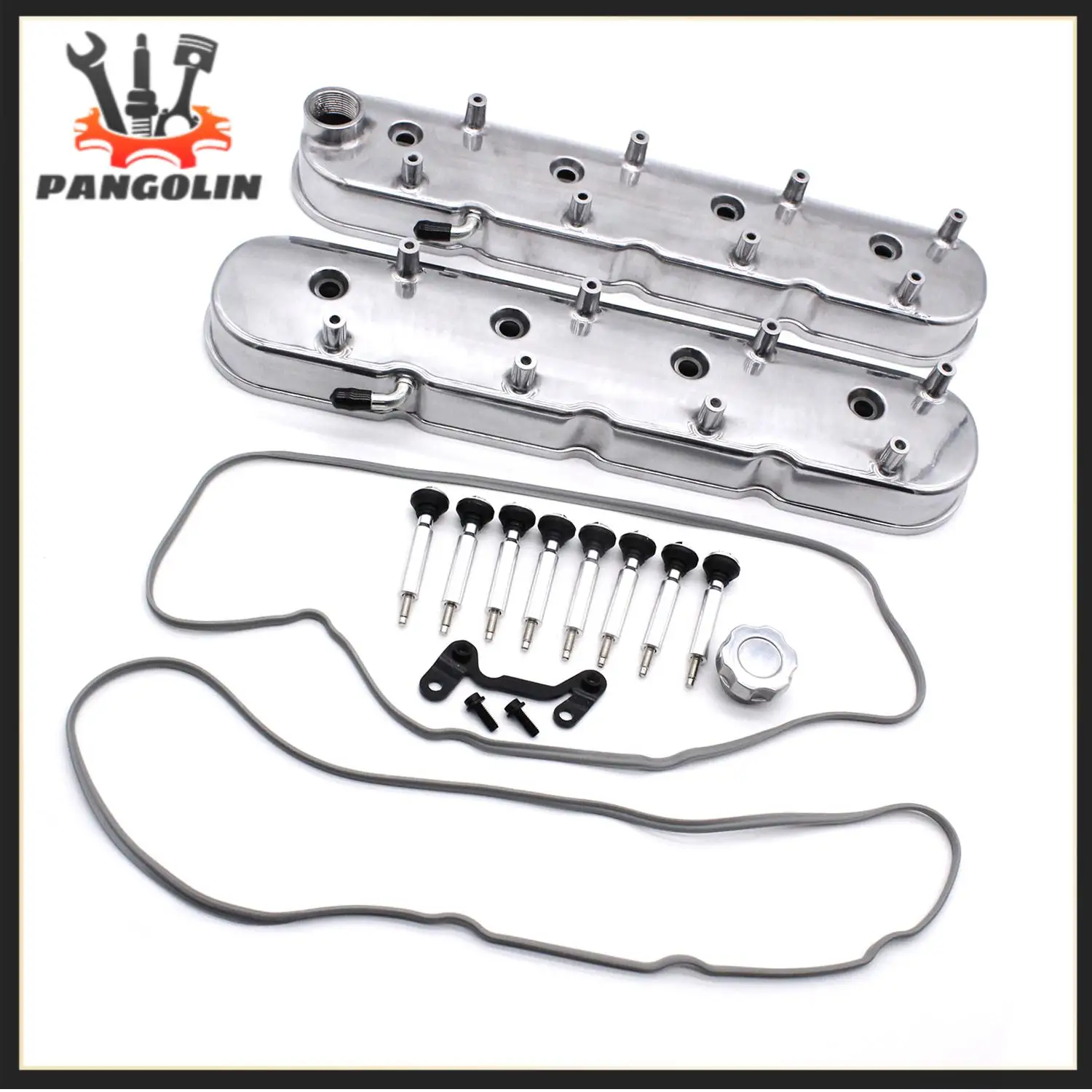 2Pcs Polished Cast Aluminum Valve Covers w/ Coil Mounts For GM LS Chevy Small Block V8 GEN. III/IV LS1 LS2 LS3 LS6 LS7 Engines