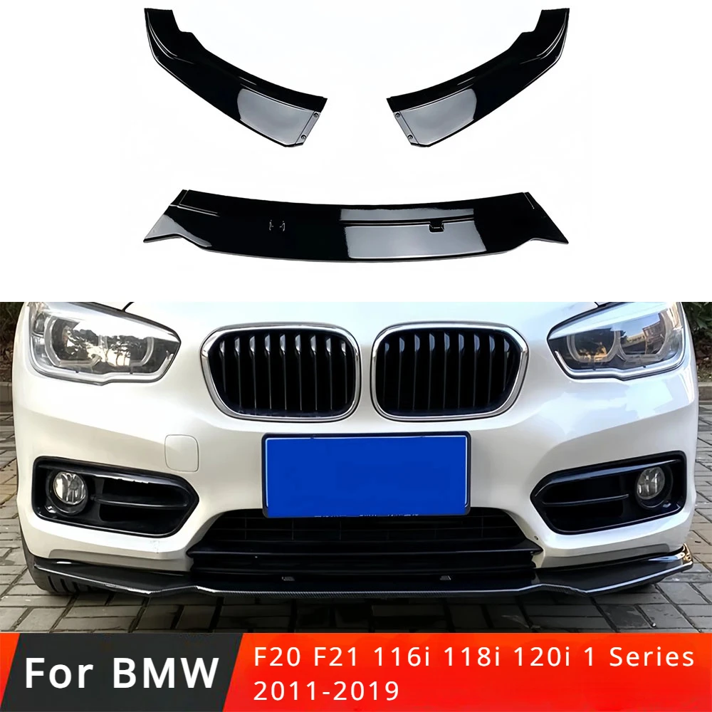 

For BMW F20 F21 116i 118i 120i 1 Series 2011-2019 Carbon Look Body KitsGlossy Black Car Front Bumper Splitter Lip Side Spoiler