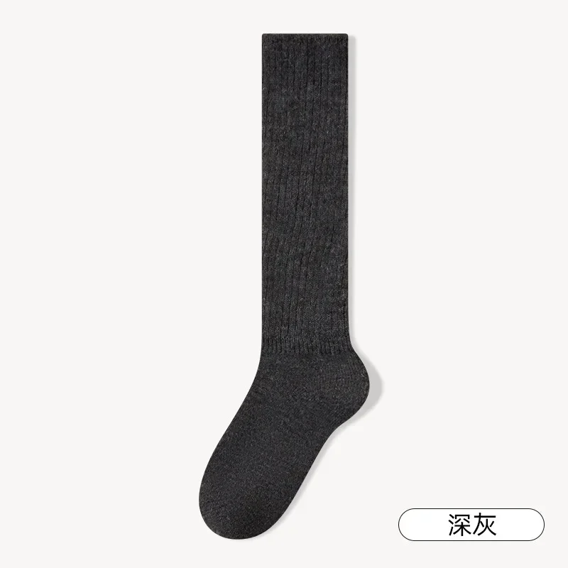 Weiche Wolle Lange Socken Frauen Herbst Winter Kaschmir Solide Strick Strumpf Dünne Beiläufige Kniehohe Flauschigen Warme Verdicken Mädchen Socken – Detail 11