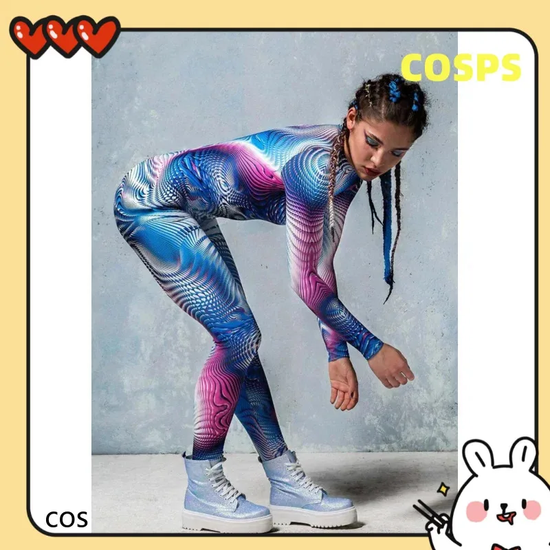 

NO2 Adults Muscle Lines Color Pattern Cosplay Costume Spandex Zentai Suit Halloween Party Bodysuit High-waisted Sports Jum LOCOS