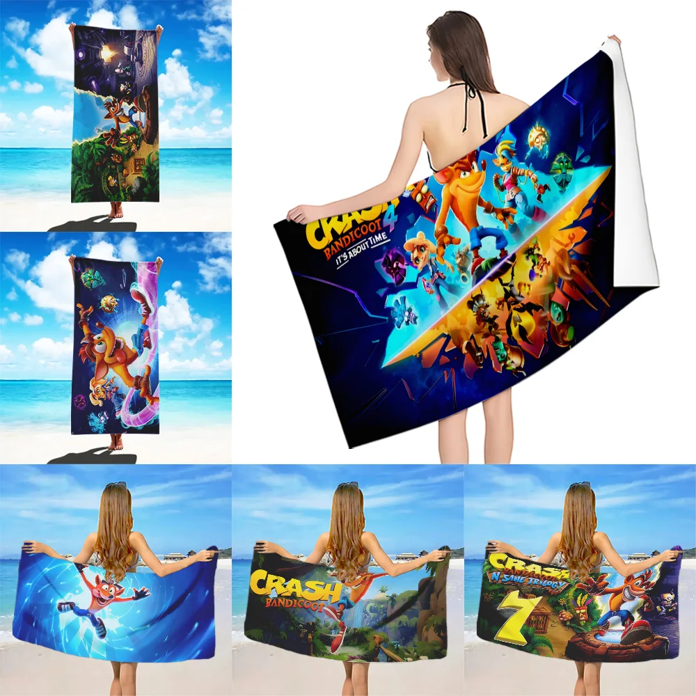 

Cartoon Crashs Bandicoot Beach Towel Microfiber Sand Quick Dry Soft Sandproof Pool Towels Gift for Women Travel Shower Camping