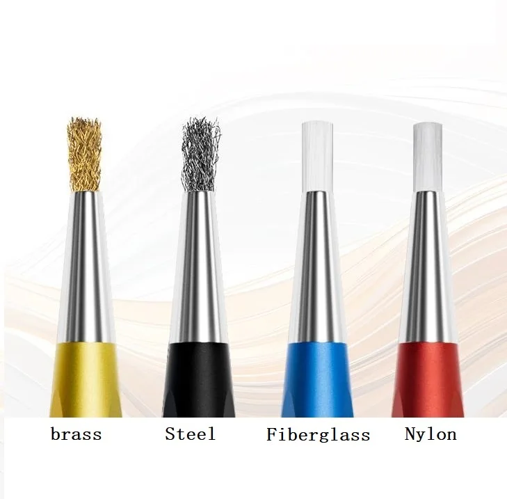 

Set of 4pcs Watch Tools Brass Steel Fiberglass Nylon Bristle Brush Scratch Rust Dirt Remover for Watch Movement Repair W8833