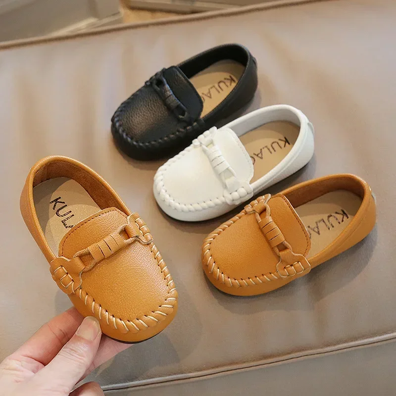Boy Leather Shoe Fashion Solid Color Versatile Kids School Causal Single Shoes Breathable Non-slip Children Slip-on Flat Loafers