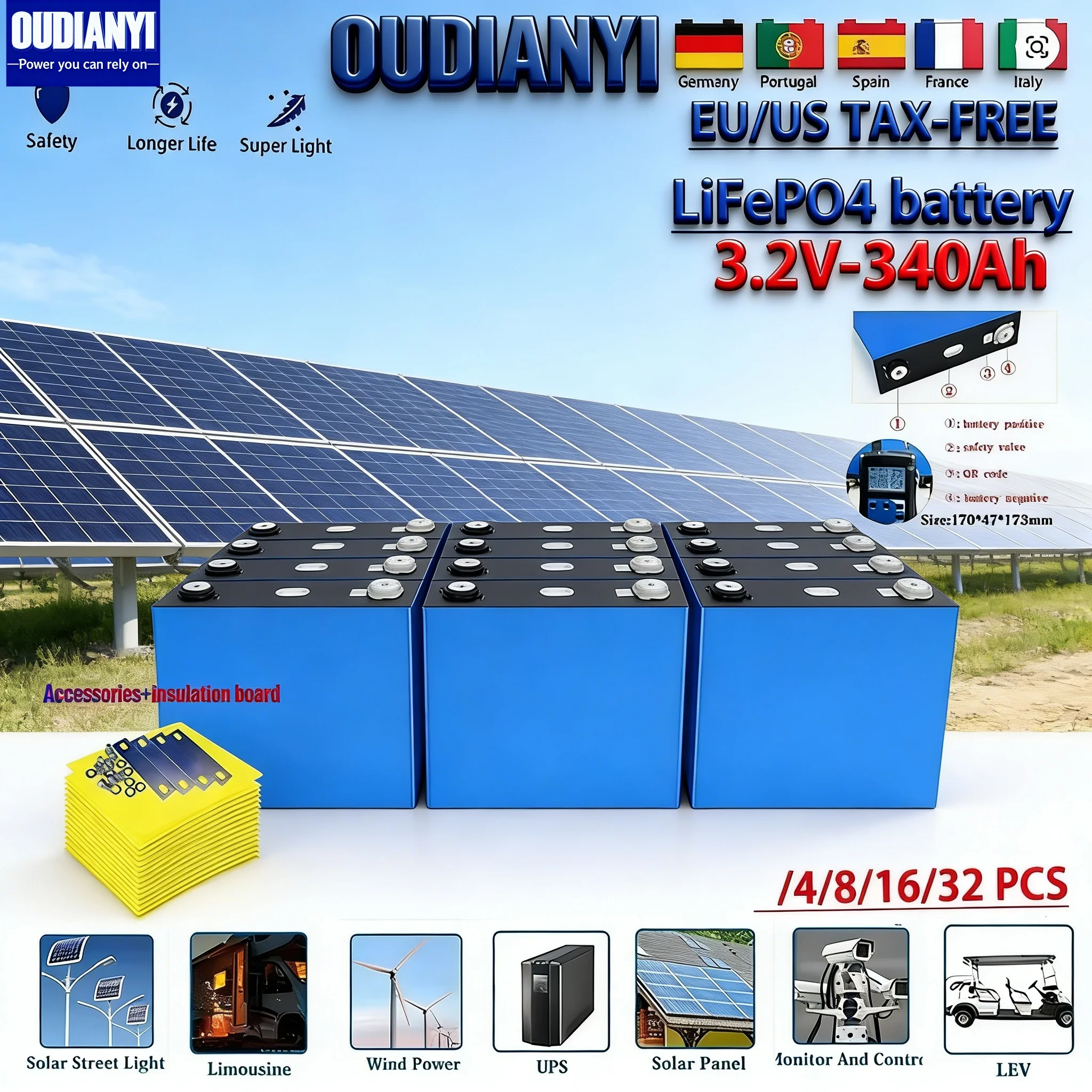 Grade A 3.2V 340AH …