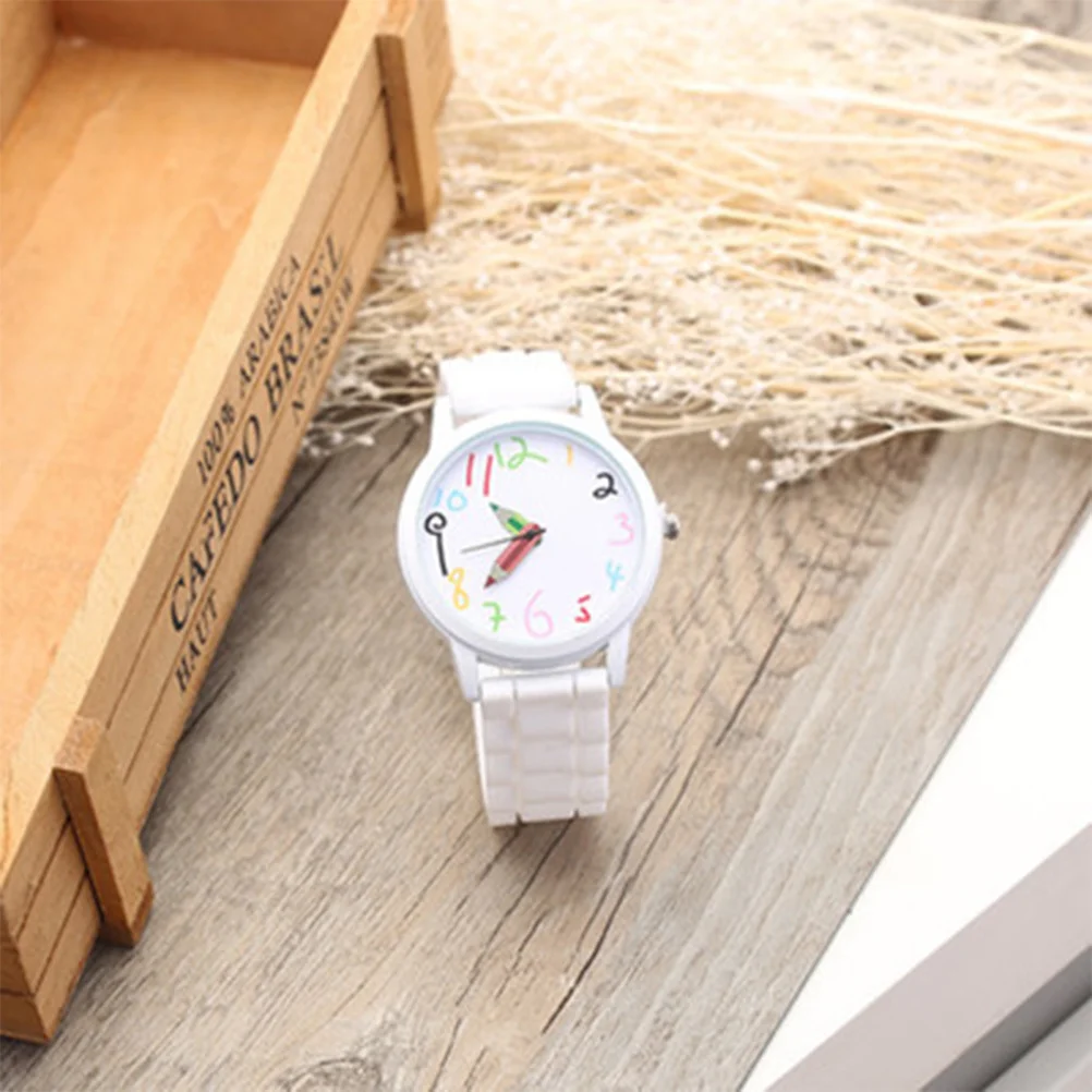 

1pc Watches Premium Cartoon Quartz Wristwatches Cute Learning Watches For Durable Adjustable Strap (White)