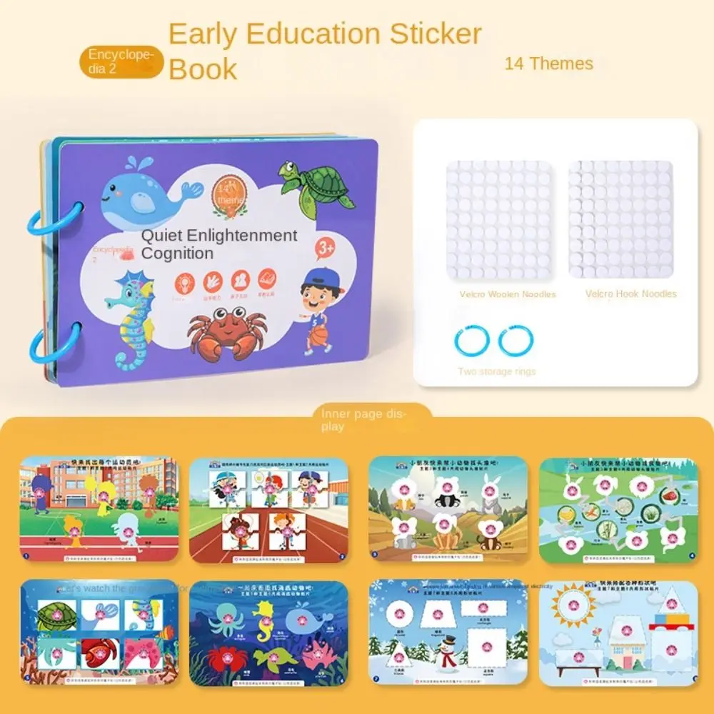 Herhaald plakken Montessori Rustig druk boek Kleurclassificatie Onderwijs Cognitie DIY Plakken Materiaal Kit Papier Cartoon
