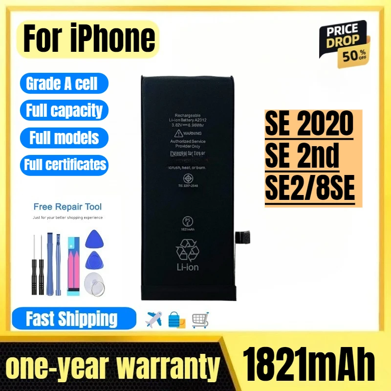 

Battery for IPhone SE 2020/SE 2nd/SE2/8SE Phone Battery High Quality High Capacity Replacement Bateria Grade A Cell with Tools