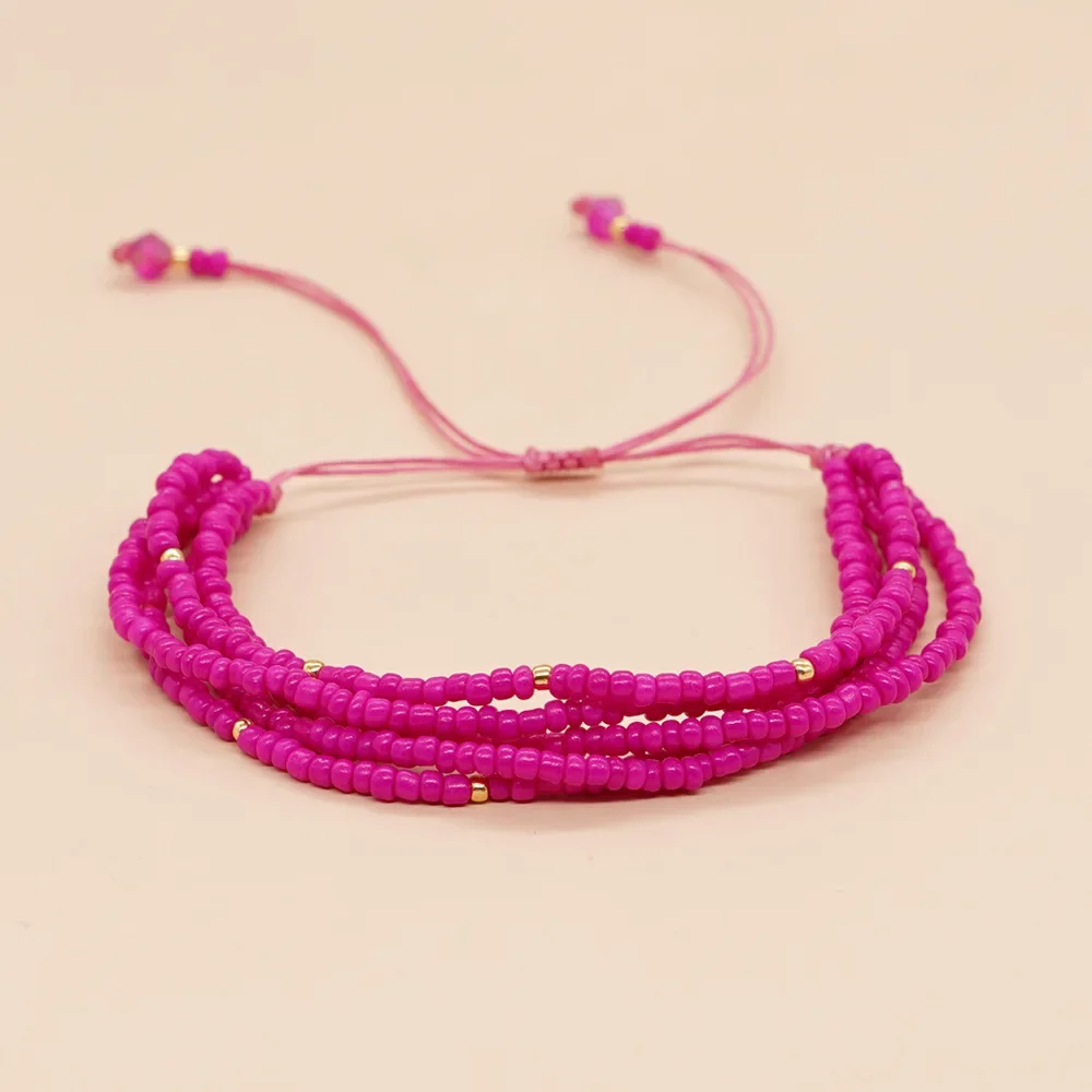 Beaded bracelet Originality Multilayer Monochrome Hand knitting Bohemia Adjustable Tide Simple Rice bead bracelet image 4