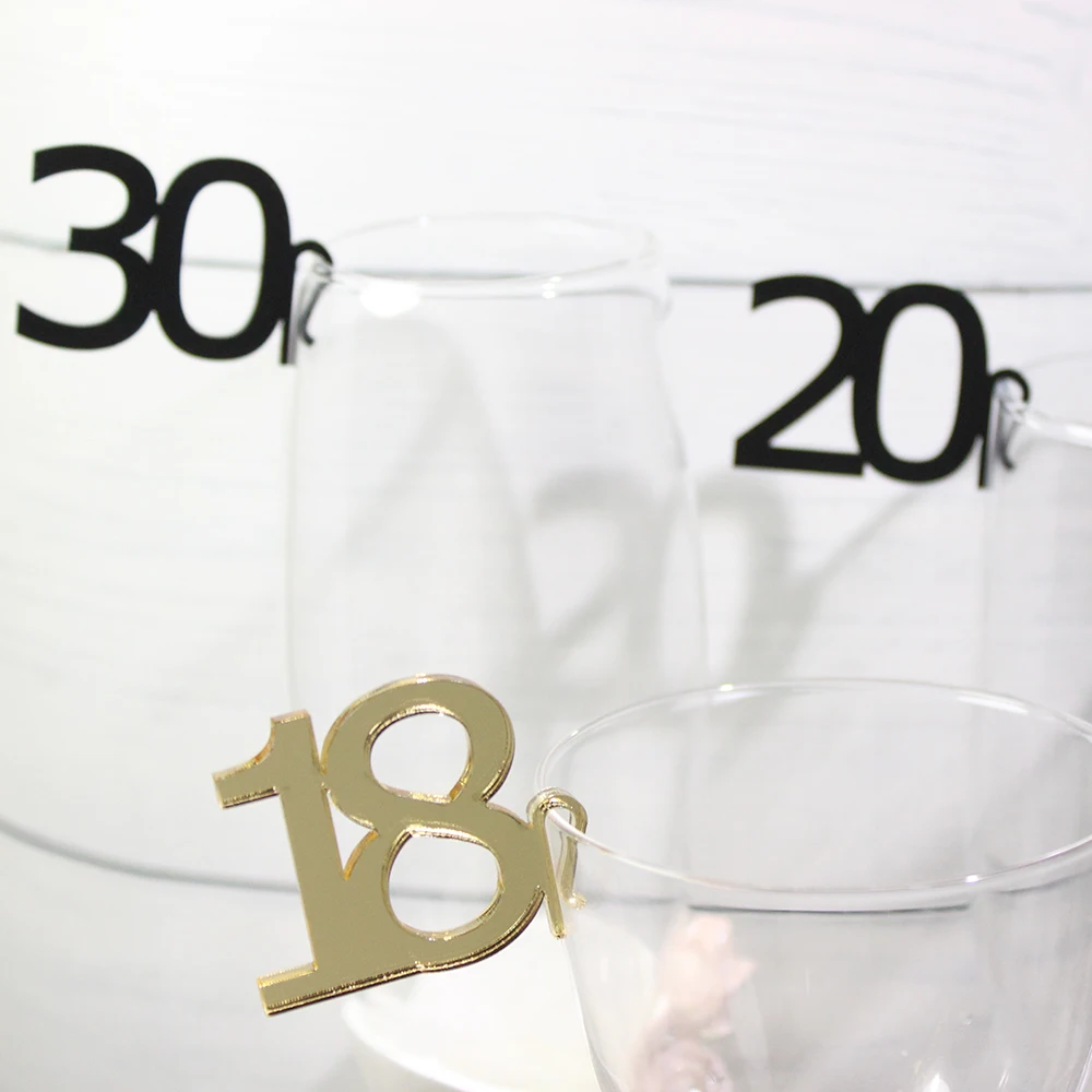 

50/100Pcs Personalized Drink Tags Wedding Acrylic Drink Stirrers Drink Toppers Drink Toasting Tags Birthday Decor Numbers