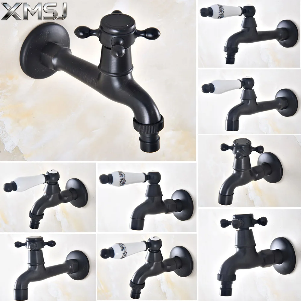 

Настенный садовый смеситель из черной латуни — одинарный холодный кран для стиральной машины, уличная раковина для ванной комнаты