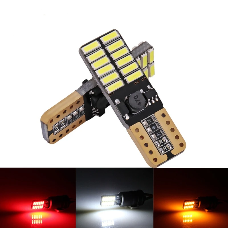 

2PCS T10 LED Bulbs W5W Canbus 12V 24V 5000K White Car Interior Reading Light Wedge Side License Plate 5W5 LED Free Error 194