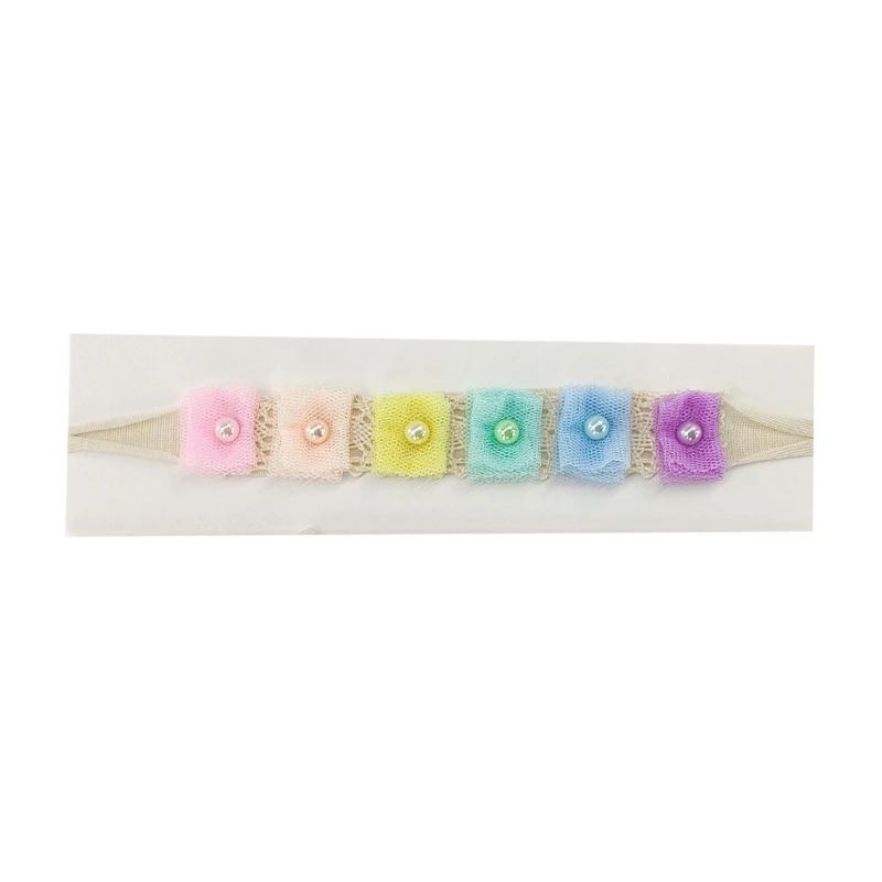 

Rainbow Mesh Flower Hairband for Newborn Baby Photo Headwear Photo Decoration W3JF