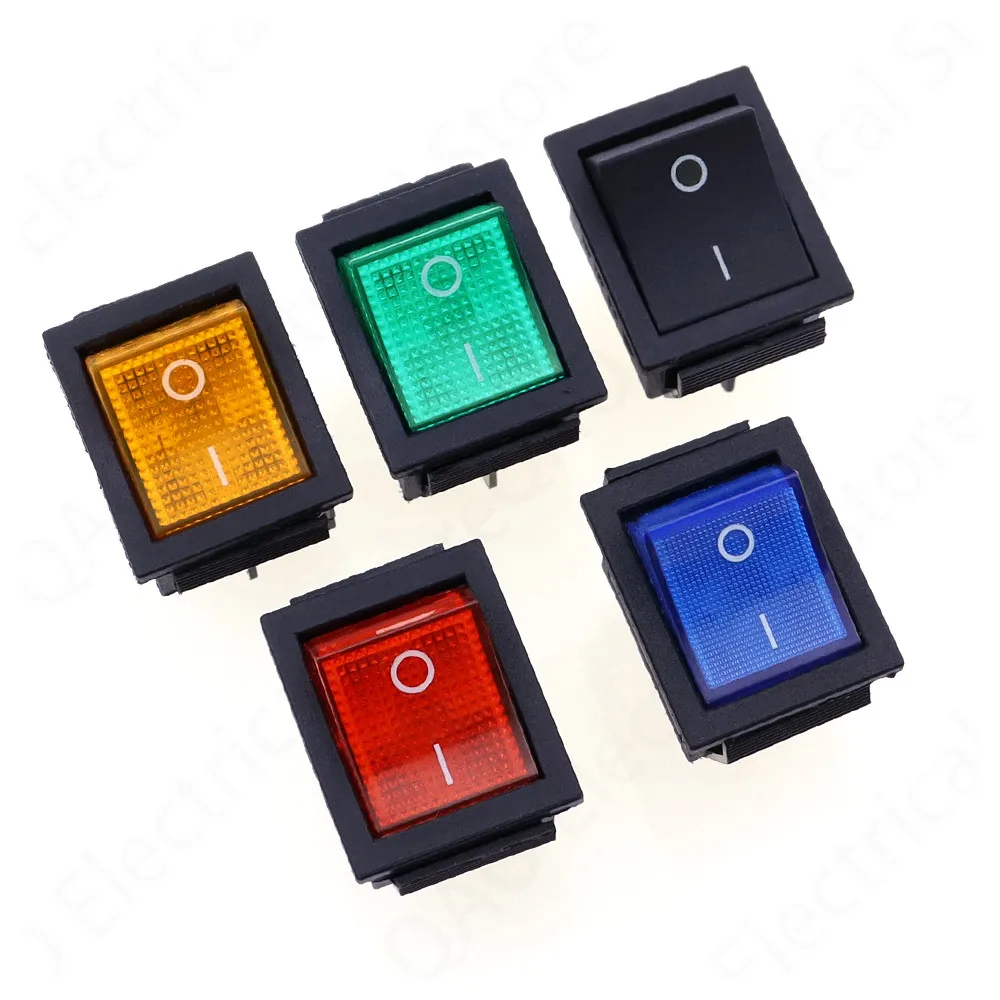 

5Pcs Latching Rocker Switch Power switch I/O 4 Pins with Light 16A 250VAC 20A 125VAC KCD4