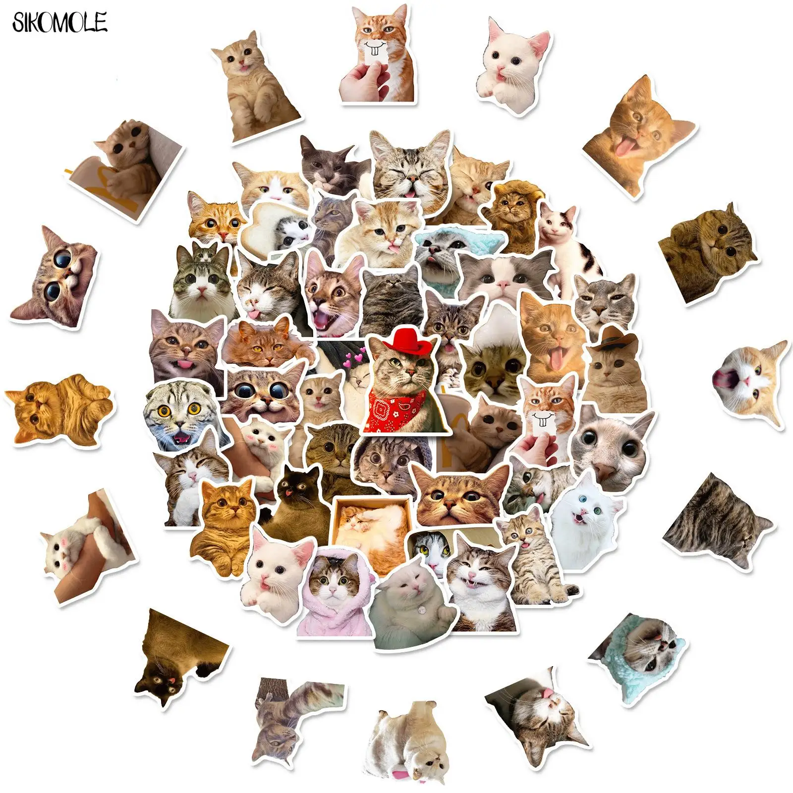 10/30/50PCS Mix Cartoon Cat Graffiti Stickers Expression Big Head Photo Animal For Children DIY Toy Travel Laptop Sticker Decals