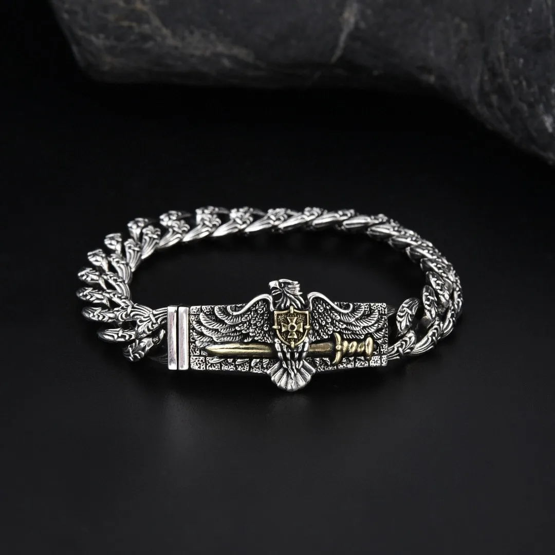 

and American sterling silver S925 Seiko money Eagle Bracelet Men's domineering personalized distressed women's fashion bracelet