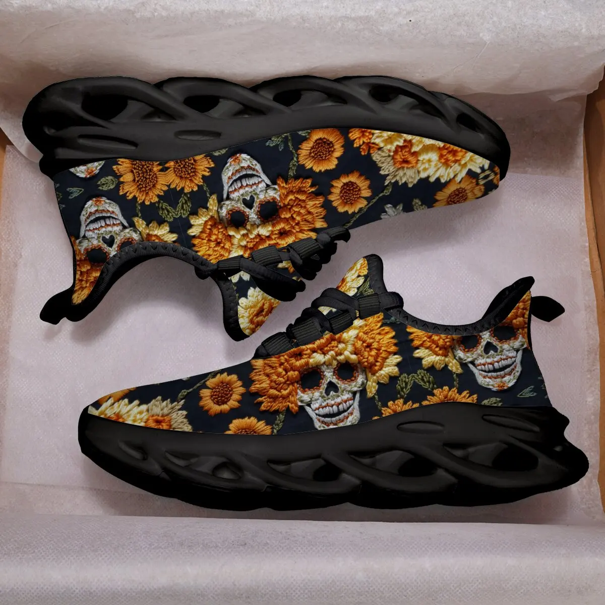 

Повседневные кроссовки, детская спортивная обувь с принтом черепа и подсолнуха для девочек и мальчиков, модная детская обувь на мягкой подошве, прогулочная обувь для малышей