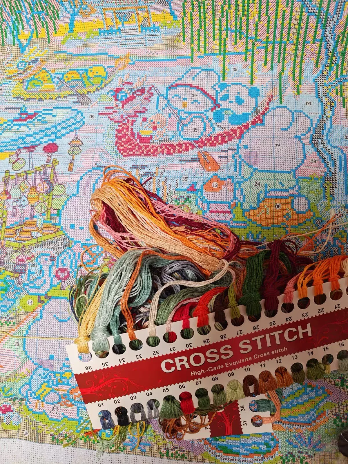 Dragon Boat Race Rabbits Print - Embroidery Rabbit review and price