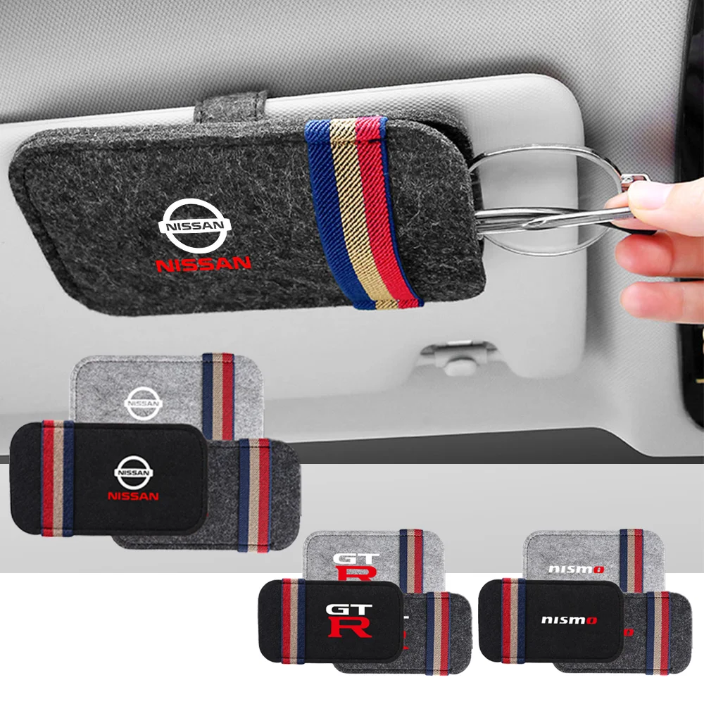 Car Sun Visor Eyeglass Hanger Storage Clip Auto Felt Sunglasses Organizer For Nissan Nismo GTR Sylphy Navara Tourle Xterra Micra