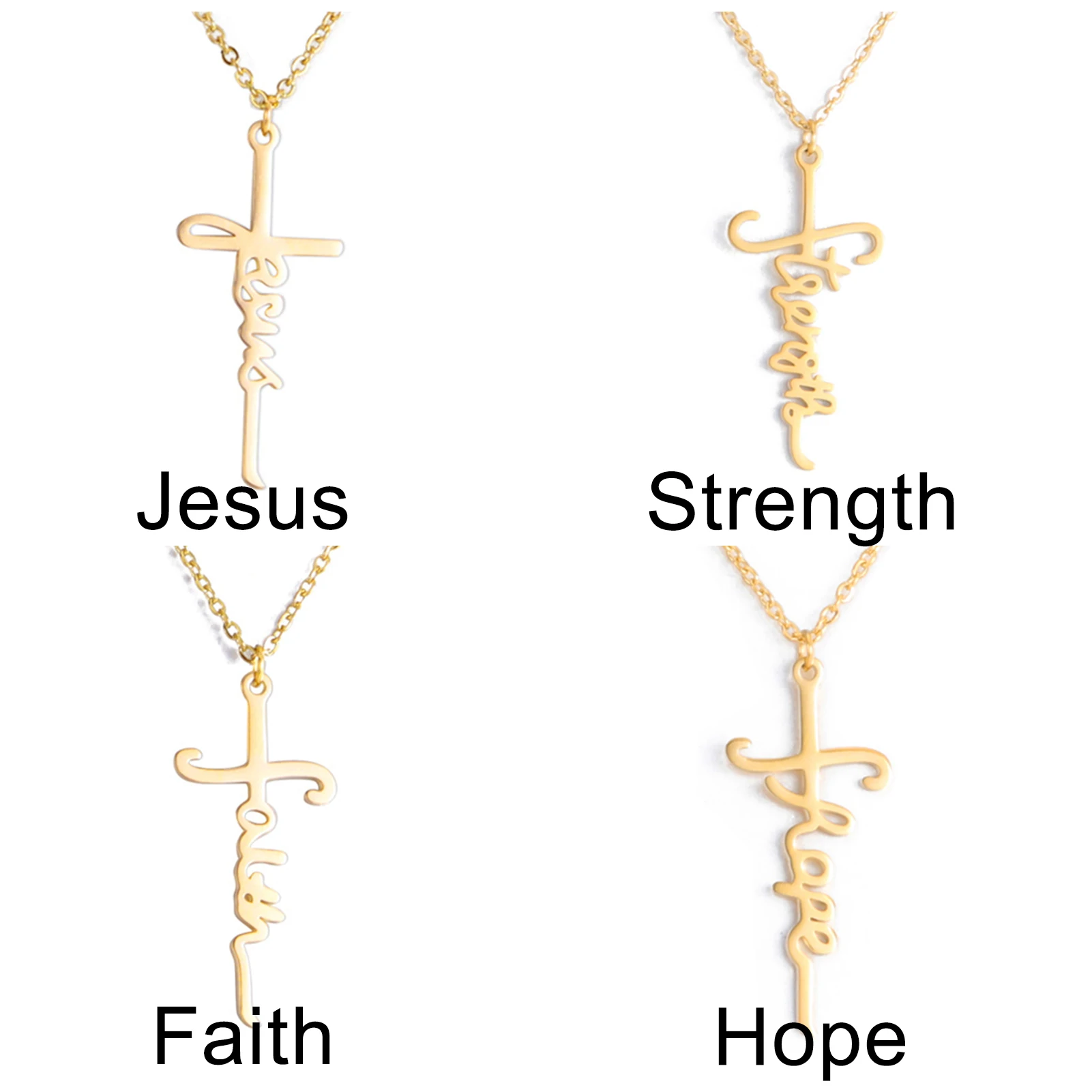 Unift Christian Cross Jesus Necklaces Women Stainless Steel Hope Faith Necklace Amulet Religious Bless Jewelry Mother's Day Gift