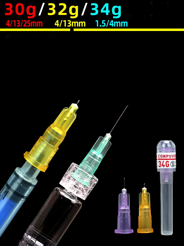 32G 34G needle Piercing Transparent Syringe Injection glue Clear Tip Cap For Pharmaceutical injection needle 32G *4mm 13mm 20pcs