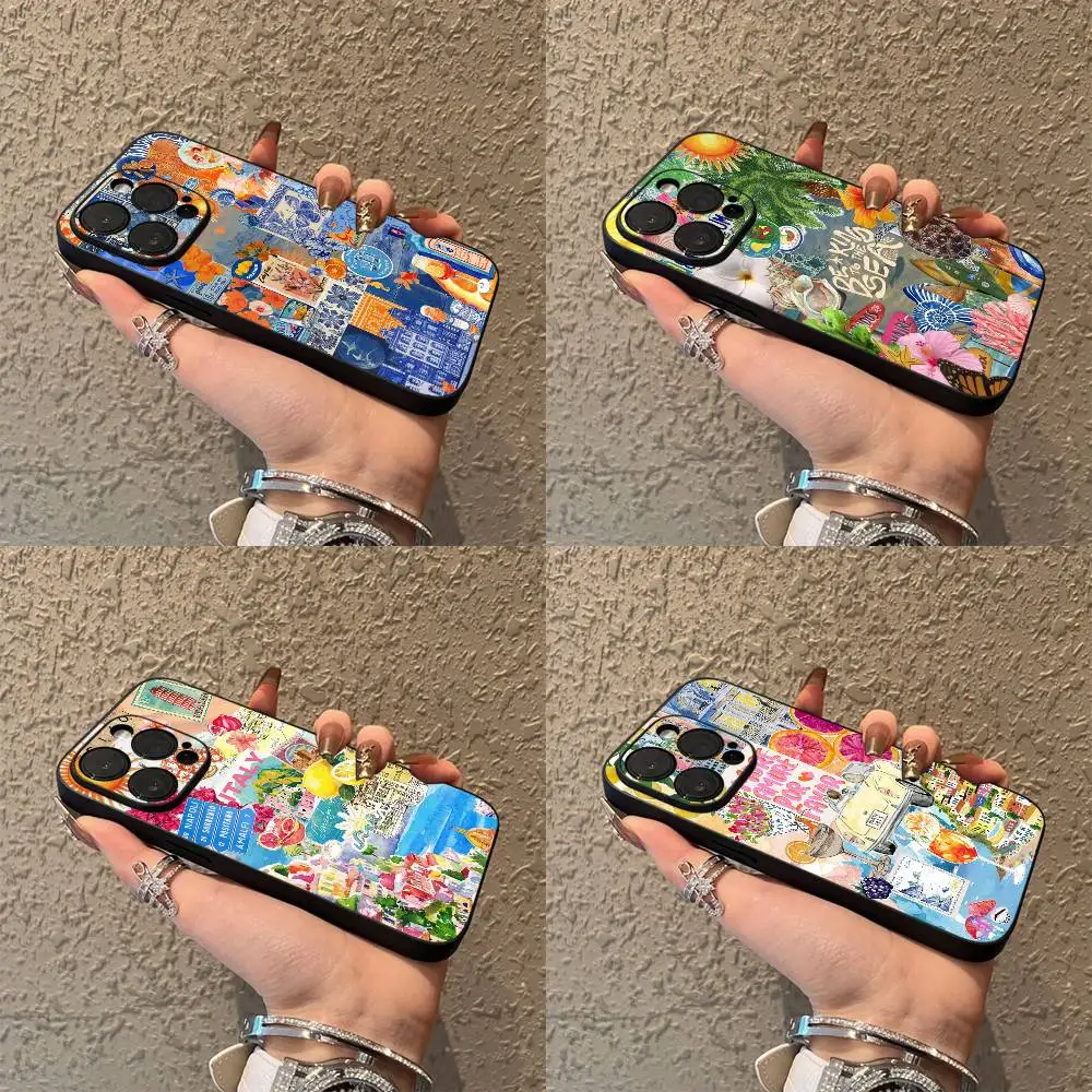 

Sea Seaside Wine Lemon GREECE Italy Phone Case For iPhone 16,15,14,13,12,11,Pro,XS,Max,XR,Plus,E,SE4,Mini Black Soft Cover