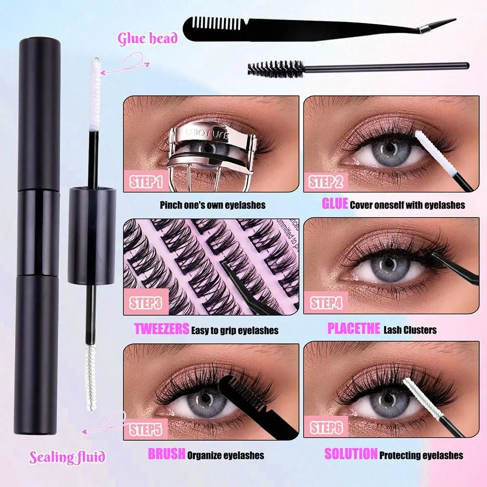 

with Lash Bond and Seal Lash Tweezers Lash Brush DIY Eyelash Extension Kit Look Like Extensions 8-16mm Mix Individual Lashes