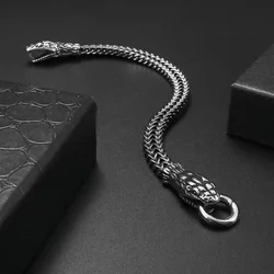 Classic Men's Stainless Steel Double-Headed Snake Bracelet New Hip-Hop Rock Trend Banquet Street Jewelry Gift