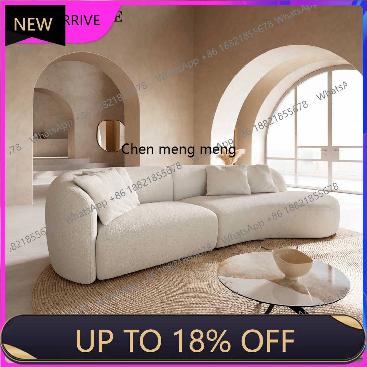 

M78 Cream wind curved sofa beauty salon hotel lobby lounge area creative special-shaped sofa