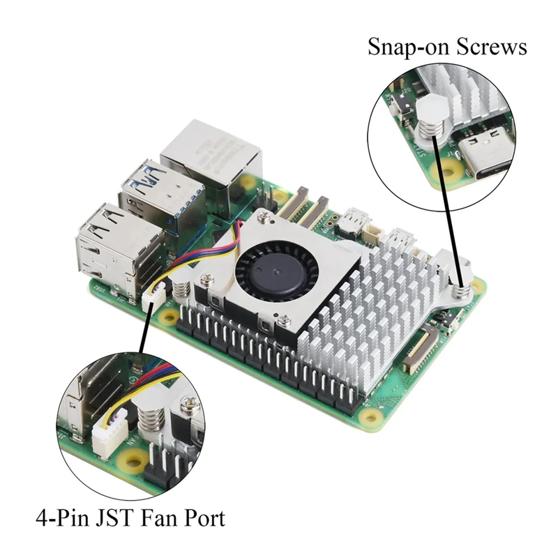 AB06 Pendingin Resmi Aktif Kipas Pendingin Aluminium Anodized Heatsink DC 5V Mendukung Kontrol Kecepatan PWM Untuk Raspberry Pi 5