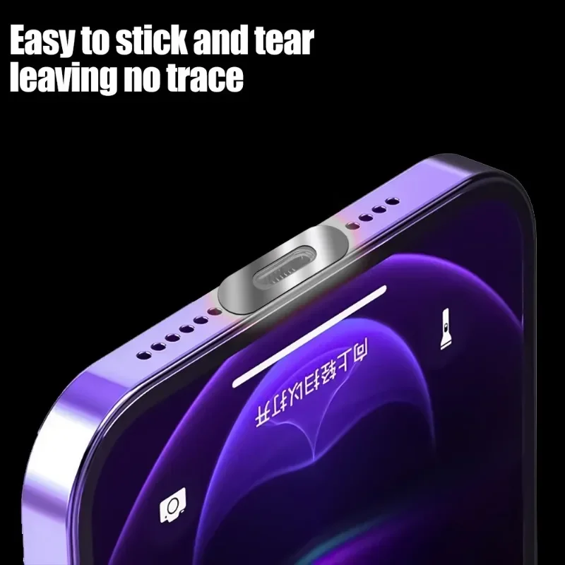 40-10PCS Metal Charging Port Protective Film Stickers for IPhone 16 15 Pro/15 Pro Max/15 Plus Interface Anti-scratch Protectors