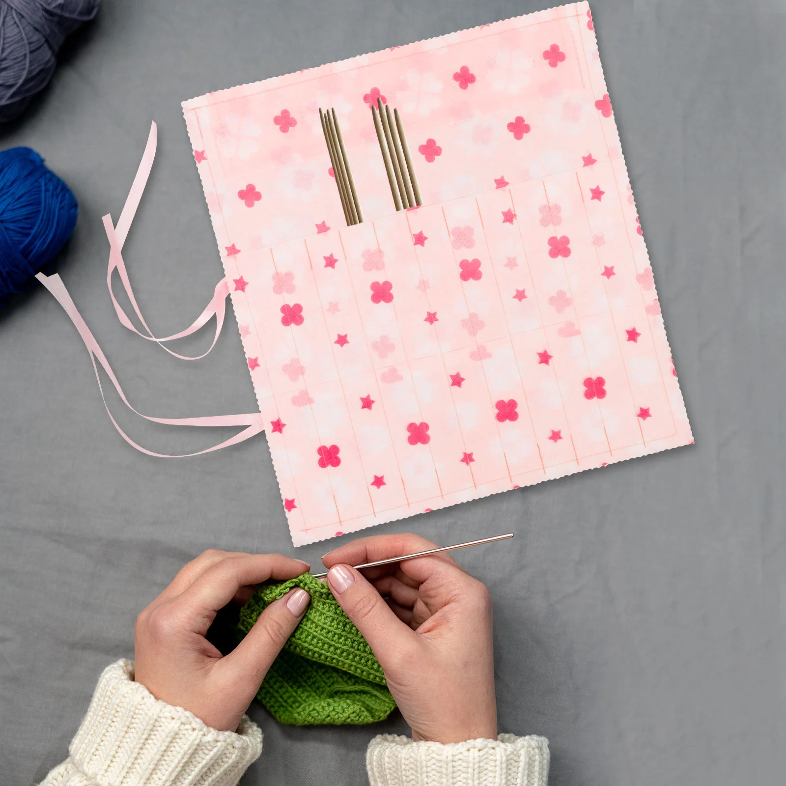 Tas Penyimpanan Jarum Sweter Threading Kit Alat Tempat Kait Wol Organizer Rajut Kain Non-tenun Rajutan