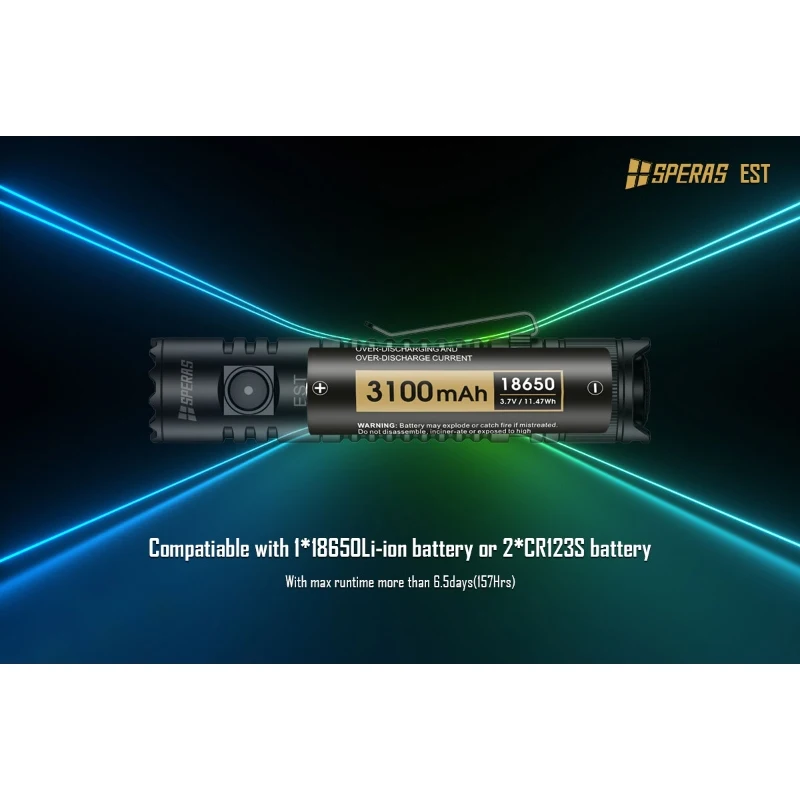 SPERAS EST Tactical Flashlight 1900Lumen Powerful Type C USB Rechargeable 18650 LED Rechargeable Army Military Tactical Lamp image 3