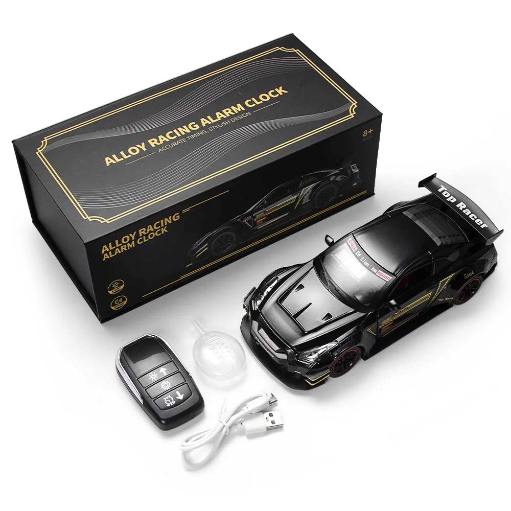 1PCS Sports Hyper Car Model Alarm Clock, With Dynamic Light & Spray, Multi-Functional Desktop Decor & Gift
